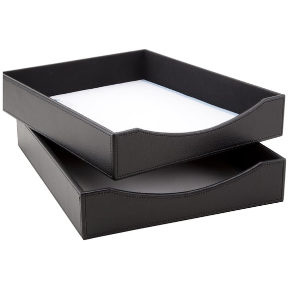 Realspace® Faux Leather Paper Tray, Black