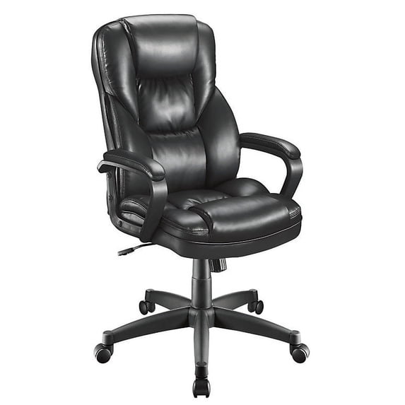 Realspace Fosner High-Back Bonded Leather Chair, 48"H x 28 3/8"W x 30 7/10"D, Black
