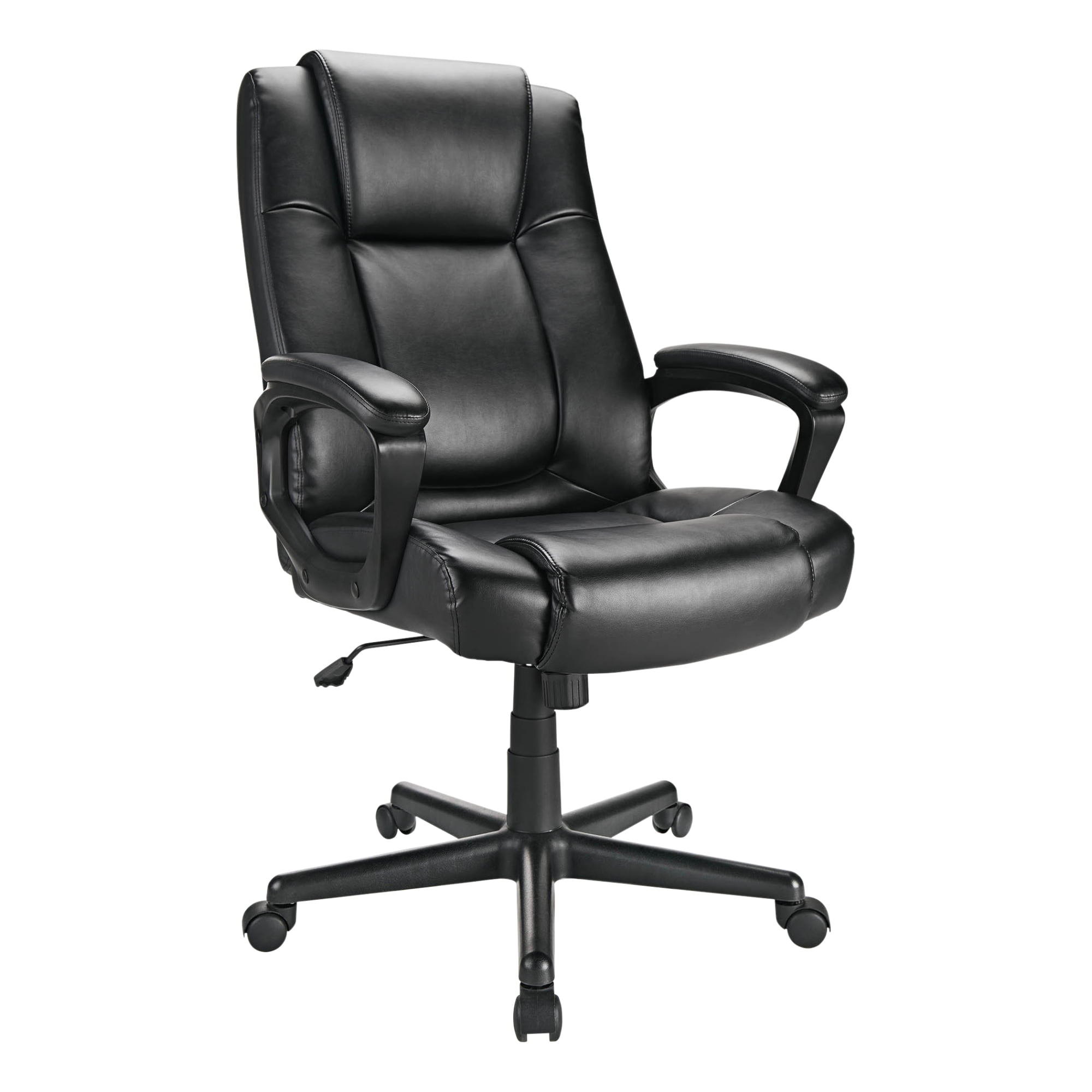 Realspace® Hurston Bonded Leather HighBack Executive Chair, Black, BIFMA Compliant