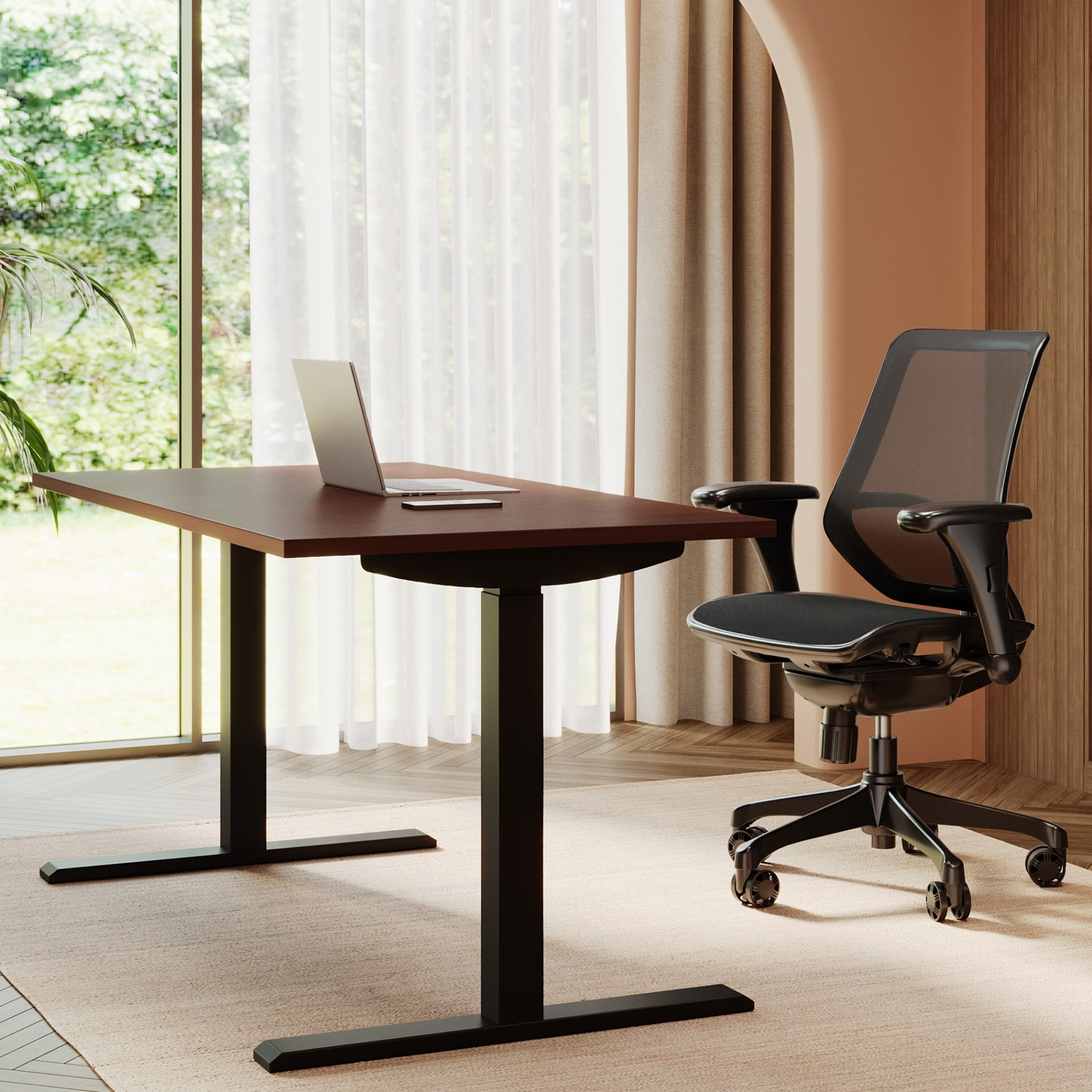 Magellan Cherry Wood Adjustable Height Standing Desk