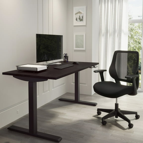 Realspace Magellan Performance Electric 60"W Height-Adjustable Standing Desk, Espresso, BIFMA Compliant