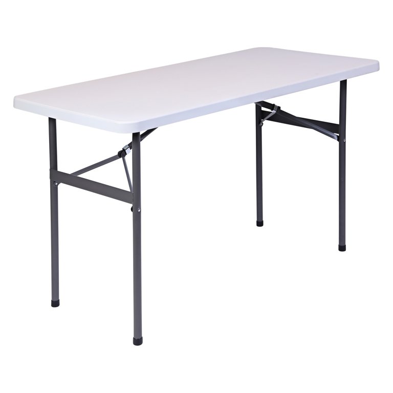 Realspace® Molded Plastic Top Folding Table, 4'W, Platinum