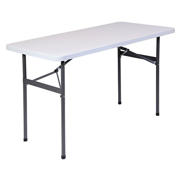 Realspace Molded Plastic Top Folding Table, 4'W, Platinum