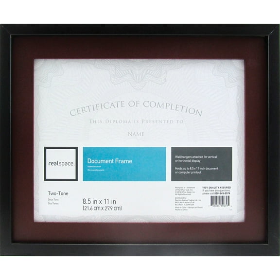 Realspace Photo/Document Frame, Gallery, 11" x 14" With Mat, Black/Brown