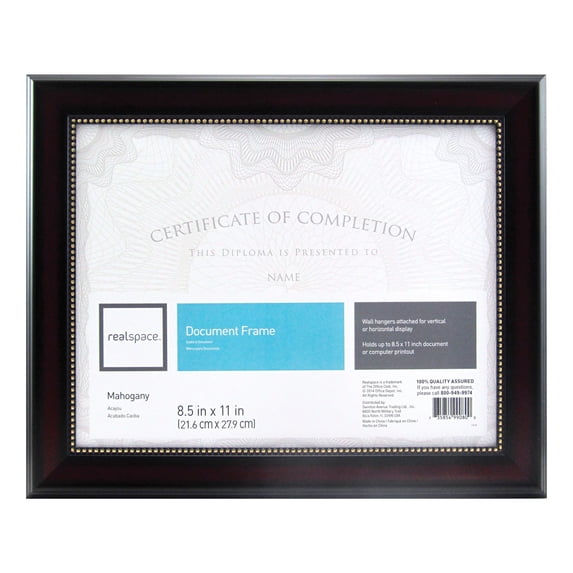 Realspace™ Photo/Document Frame, Harrison, 8-1/2" x 11", Mahogany
