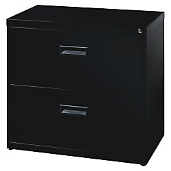 Realspace SOHO 30"W 2-Drawer Metal Lateral File Cabinet, Black
