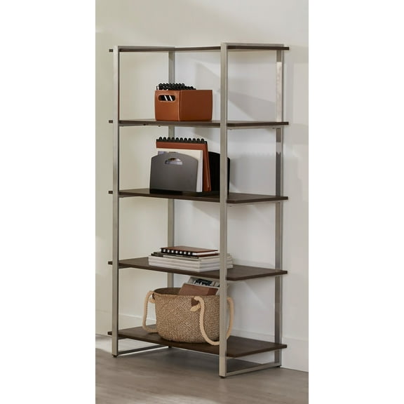 Realspace Trezza 60"H 4-Shelf Bookcase, Warm Walnut