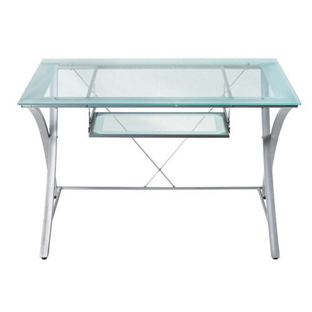 Realspace Zentra Computer Desk, Silver/Clear