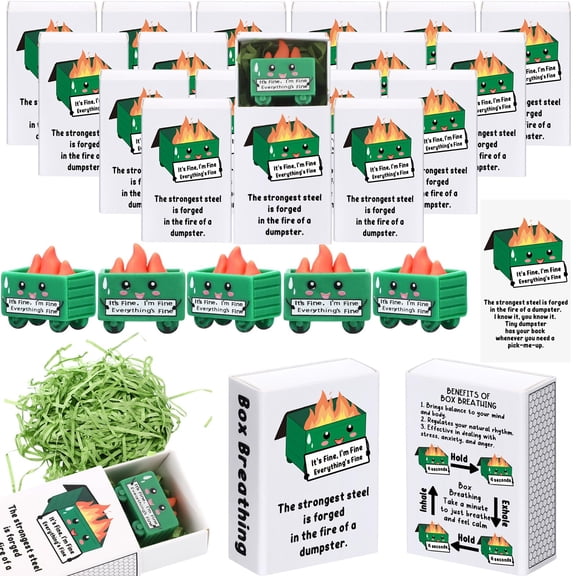 Realspring 36 Sets Dumpster Ornament Desk Accessories Funny Valentines Coworkers Gifts Emotional Resin Dumpster with Card Office Appreciation Gifts for Team Staff Employee Volunteer (Classic) C113