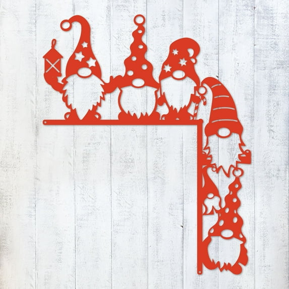Christmas Door Corner Décor– Festive Metal Holiday Decoration– 6 Unique Designs (Santa, Reindeer, Gnomes & More)– Indoor/Outdoor, Powder-Coated, Handmade in Texas (CDCD-CG1-R)