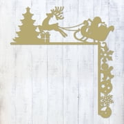 Christmas Door Corner D cor  Festive Metal Holiday Decoration  6 Unique Designs Santa, Reindeer, Gnomes & More  Indoor/Outdoor, Powder-Coated, Handmade in Texas Christmas-Santa-and-Presents-GOLD