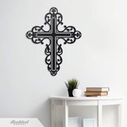 Realsteel's Floral Cross Wall Art   Elegant Metal Christian D cor for Home & Outdoor Spaces B-24