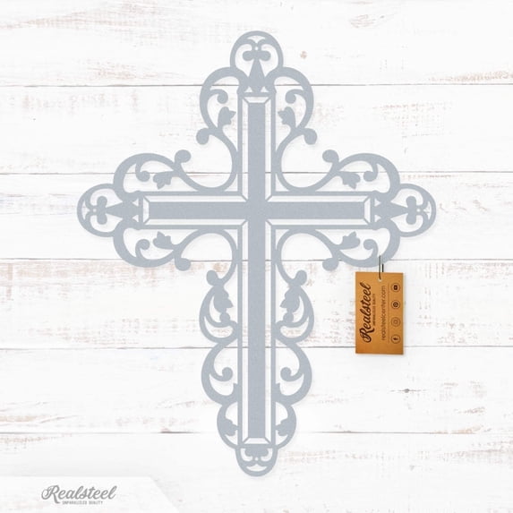 Realsteel's Floral Cross Wall Art – Elegant Metal Christian Décor for Home & Outdoor Spaces (TS-24)
