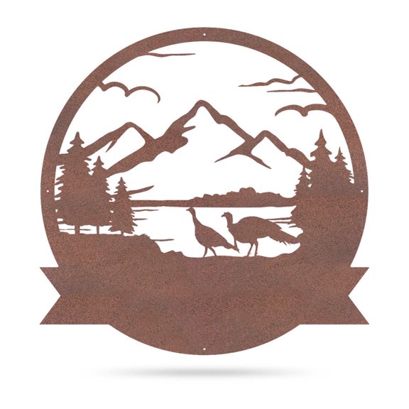 Realsteel's Great Outdoors Turkey Monogram Personalized Metal Sign (Rust-36")