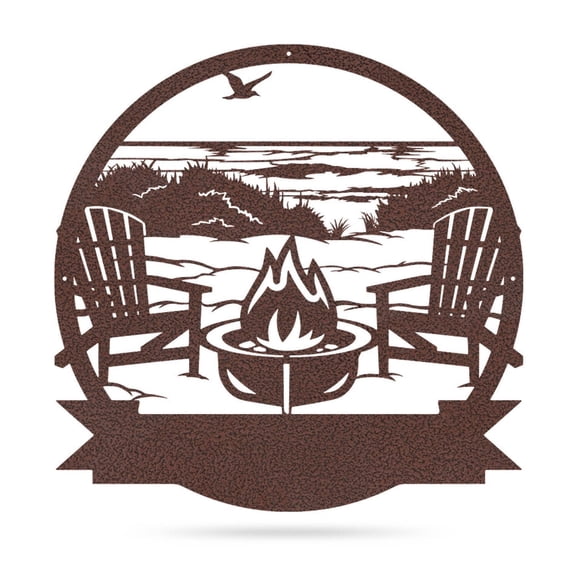 RealSteel Personalized Campfire Metal Monogram Sign - Beach (Penny Vein, 36")