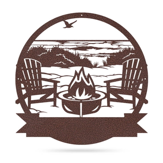 Realsteel's Personalized Campfire Metal Monogram Sign - Custom Outdoor Decor (BEACH-PV-36)
