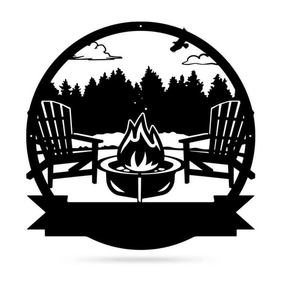 Realsteel's Personalized Campfire Metal Monogram Sign - Custom Outdoor Decor (FOREST-B-18)