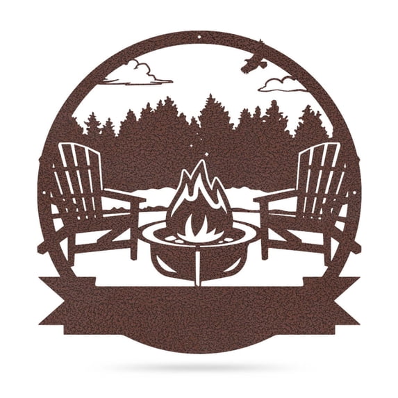 Realsteel's Personalized Campfire Metal Monogram Sign - Custom Outdoor Decor (FOREST-PV-30)