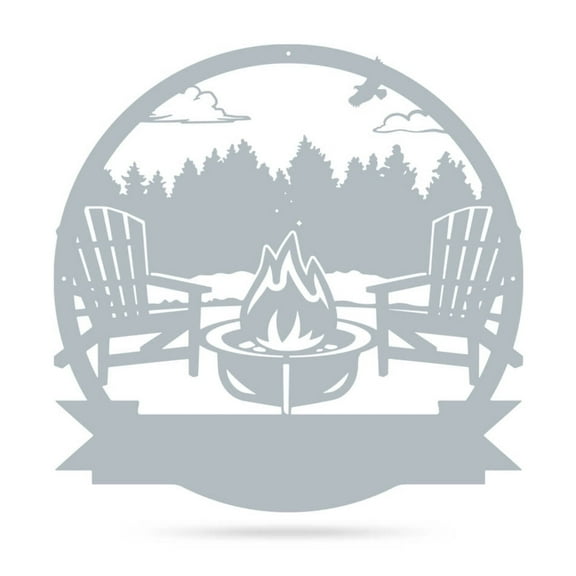Realsteel's Personalized Campfire Metal Monogram Sign - Custom Outdoor Decor (FOREST-TS-30)