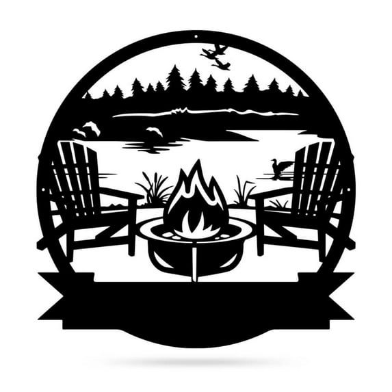 Realsteel's Personalized Campfire Metal Monogram Sign - Custom Outdoor Decor (LAKE-B-36)