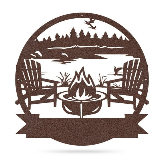 Realsteel's Personalized Campfire Metal Monogram Sign - Custom Outdoor Decor (LAKE-PV-18)