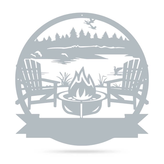 Realsteel's Personalized Campfire Metal Monogram Sign - Custom Outdoor Decor (LAKE-TS-24)