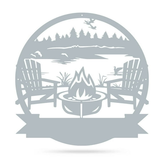 Realsteel's Personalized Campfire Metal Monogram Sign - Custom Outdoor Decor (LAKE-TS-36)