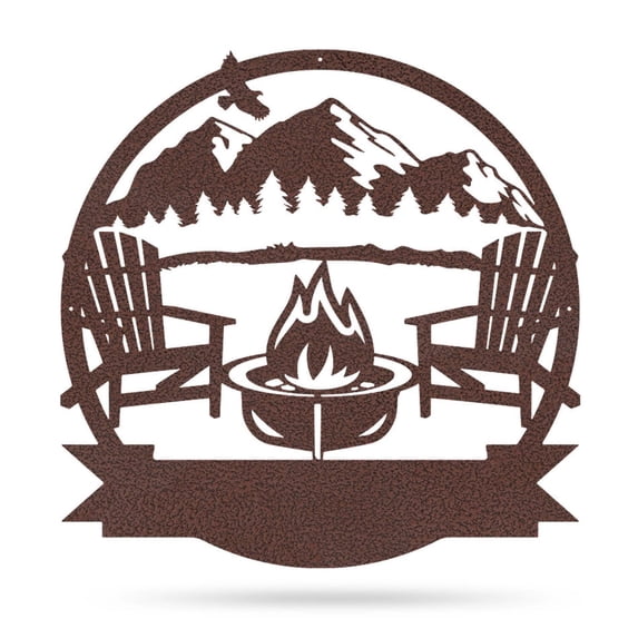 Realsteel's Personalized Campfire Metal Monogram Sign - Custom Outdoor Decor (MOUNTAIN-PV-30)