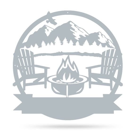 Realsteel's Personalized Campfire Metal Monogram Sign - Custom Outdoor Decor (MOUNTAIN-TS-18)