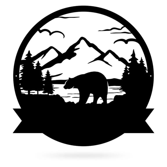 Realsteel's Personalized Great Outdoors Bear Metal Monogram - Custom Name Wall Decor (B-30)