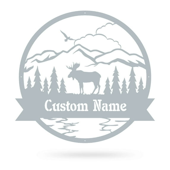 Realsteel's Personalized Great Outdoors Moose Metal Monogram - Custom Name Wall Decor (TS-30)