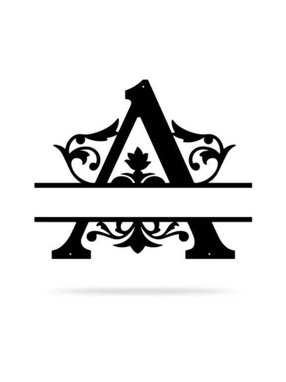 Personalized Metal Split Letter Monogram - Letter A (Black, 16")