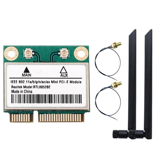Realtek RTL8852BE PCIe WiFi 6 Network Card with 8DBI Antennas, BT 5.2 AX1800 for 10/11