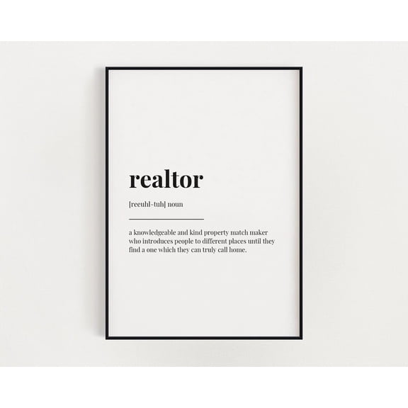 Realtor Definition Print, Realtor Closing Gift, Wall Art Print, Definition Print, Quote Print, Realtor Office Decor, Realtor Home Decor #3194, Unframed Canvas Size 24x36