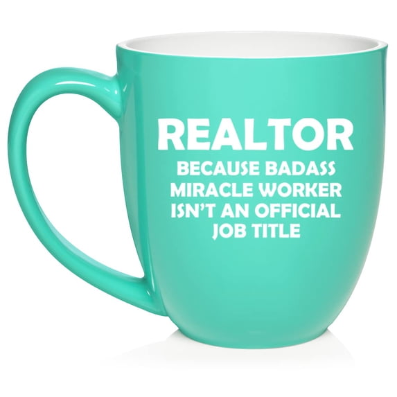 Realtor Real Estate Agent Broker Miracle Worker Job Title Funny Ceramic Coffee Mug Tea Cup Gift (16oz Teal)