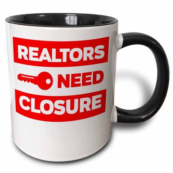 3drose, Realtors Need Closure Now Real Estate, 15oz Two-tone Black Mug