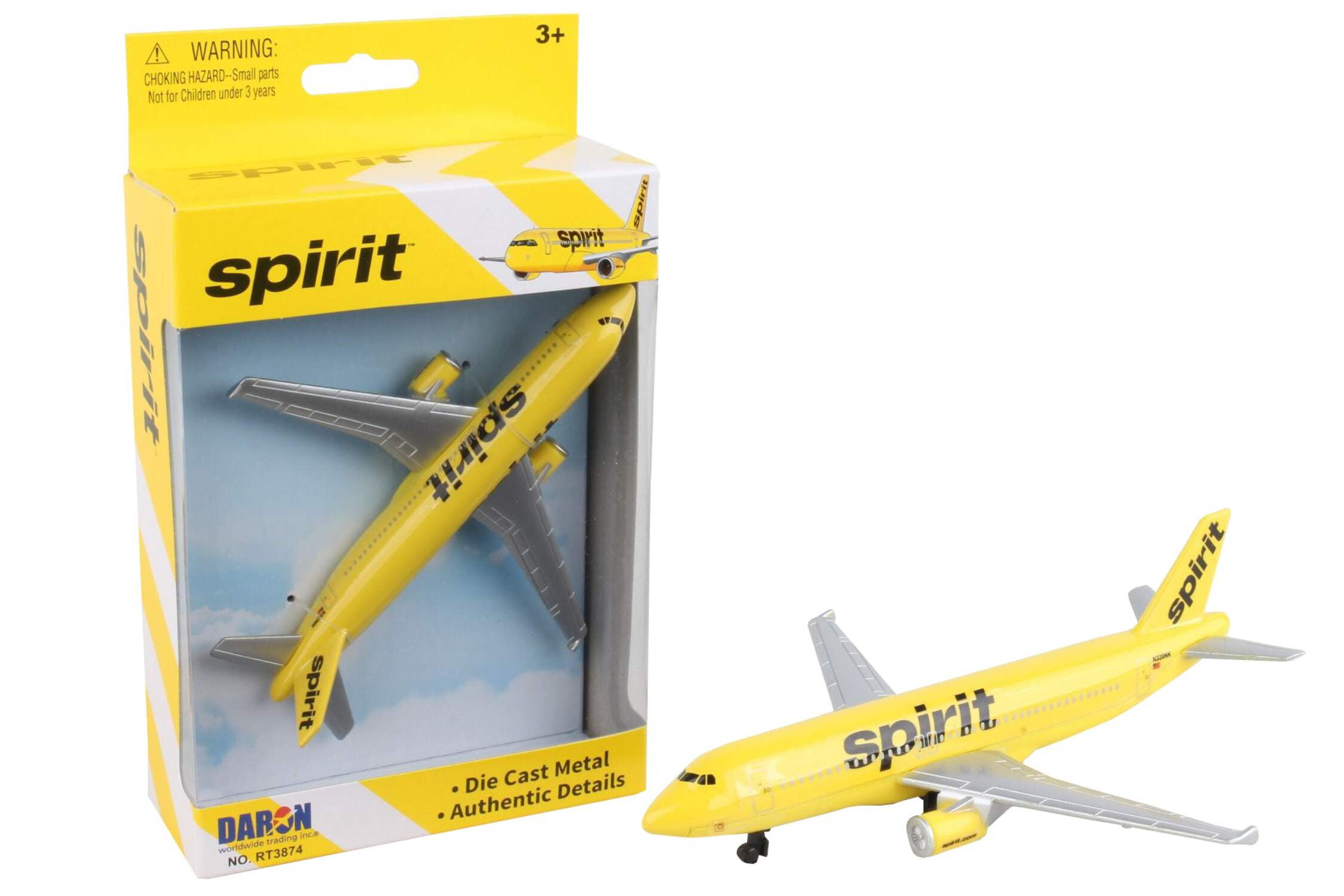Spirit Airlines Yellow Die-Cast Metal Toy Airplane