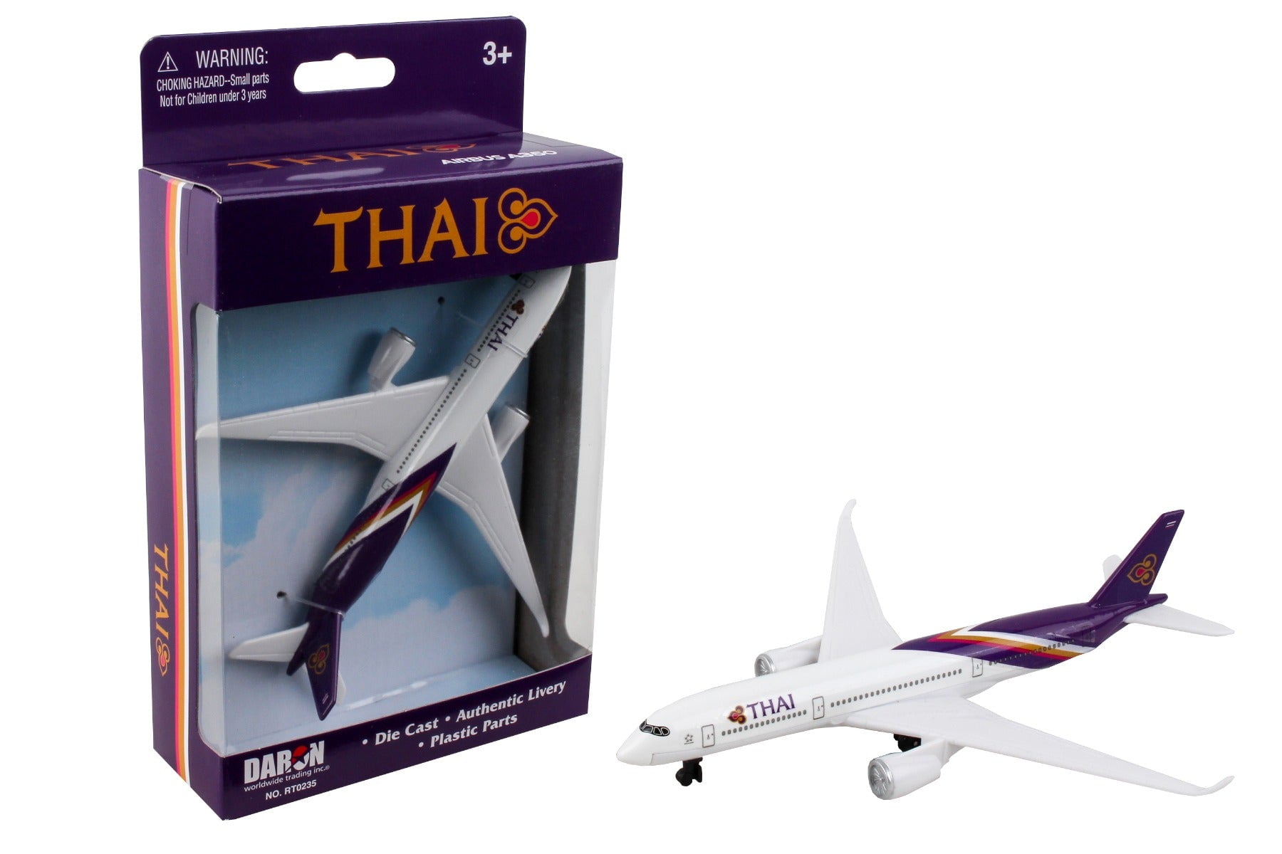 Single Plane Thai Airlines Die Cast Metal Toy Daron 24733