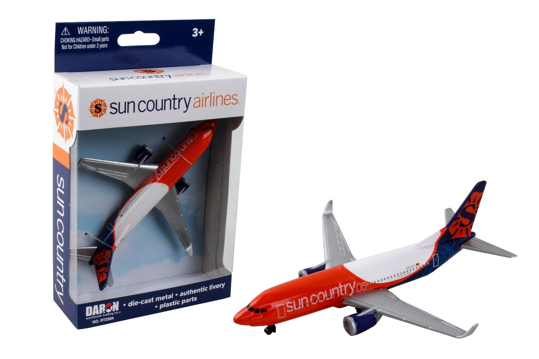 Realtoy Diecast Sun Country 737 Small Realistic Metal Airplane Toy