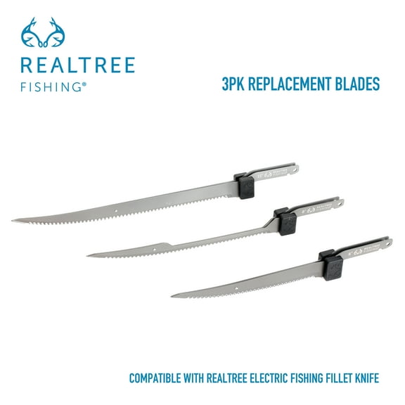Realtree 12V Fillet Knife Blade Replacements, 3 Pack, All Sizes
