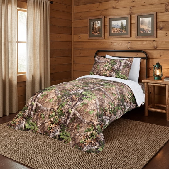 Realtree Bed in a Bag Set, Twin Size, Camo, 100% Polyester, Xtra Green, 4-Piece Set