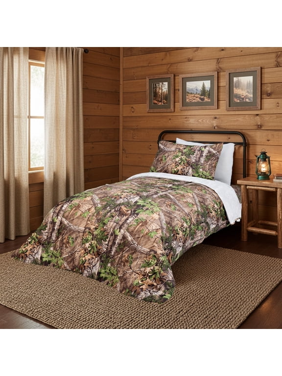 Bed in a Bag Set, Twin Size, Camo, 100% Polyester, Xtra Green, 4-Piece Set