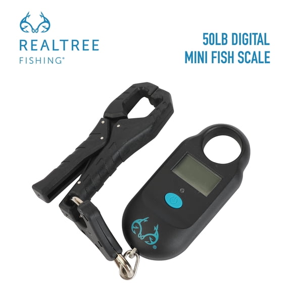RealTree 50Lb Digital Fish Scale with LCD & Lip Gripper - Compact & Durable Plastic Design
