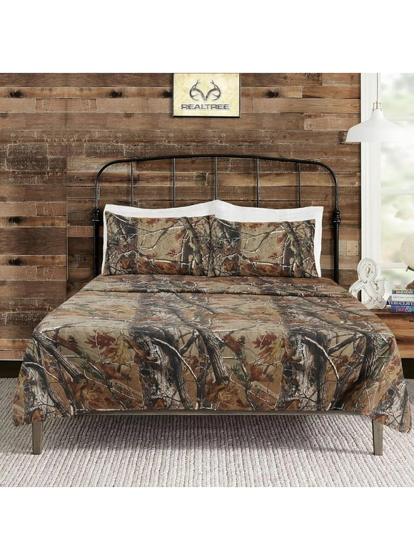Realtree All Purpose Camo Bedding Twin Sheet Set 3 Piece Polycotton Rustic Farmhouse Bedding for Lodge, Cabin & Hunting Bed Set – Perfect for Outdoor Camouflage Bedroom - (39"x75")