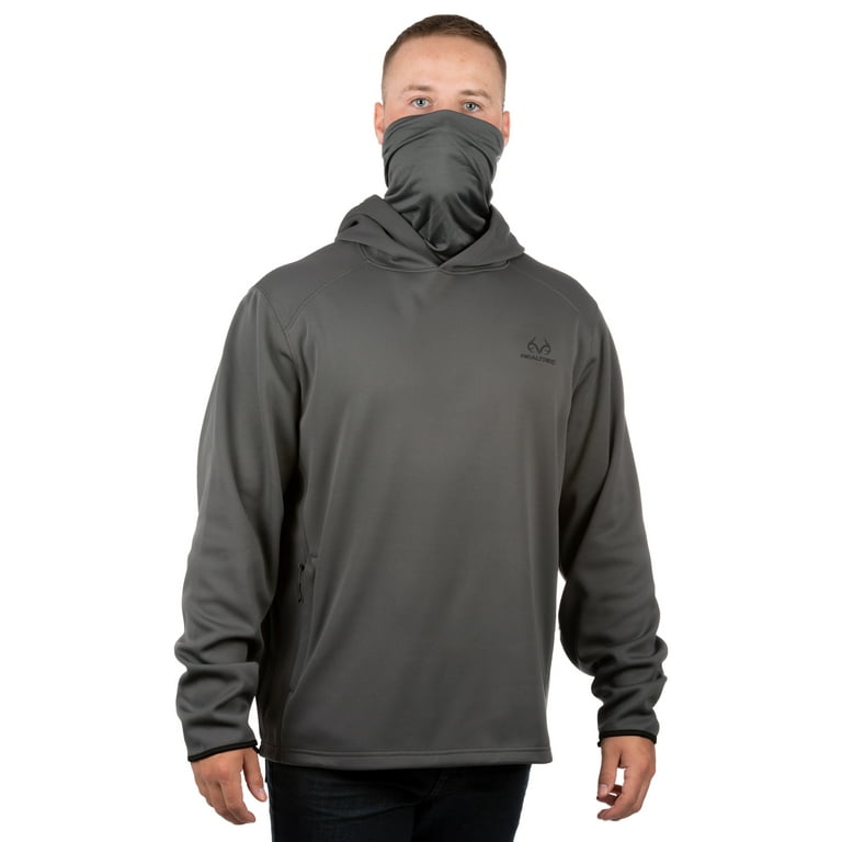 Realtree Arrowood Charcoal Men Performance Pullover Hoodie with Neck Gaiter L