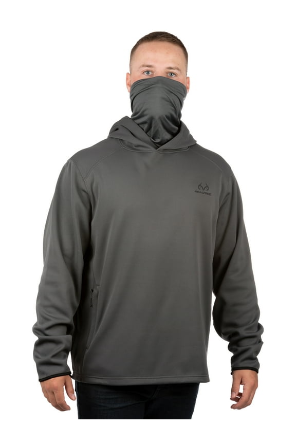 Arrowood Charcoal Men Performance Pullover Hoodie with Neck Gaiter L