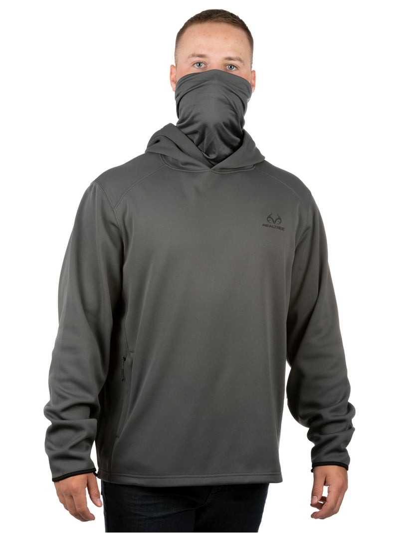 Realtree Men's Charcoal Performance Hoodie with Neck Gaiter