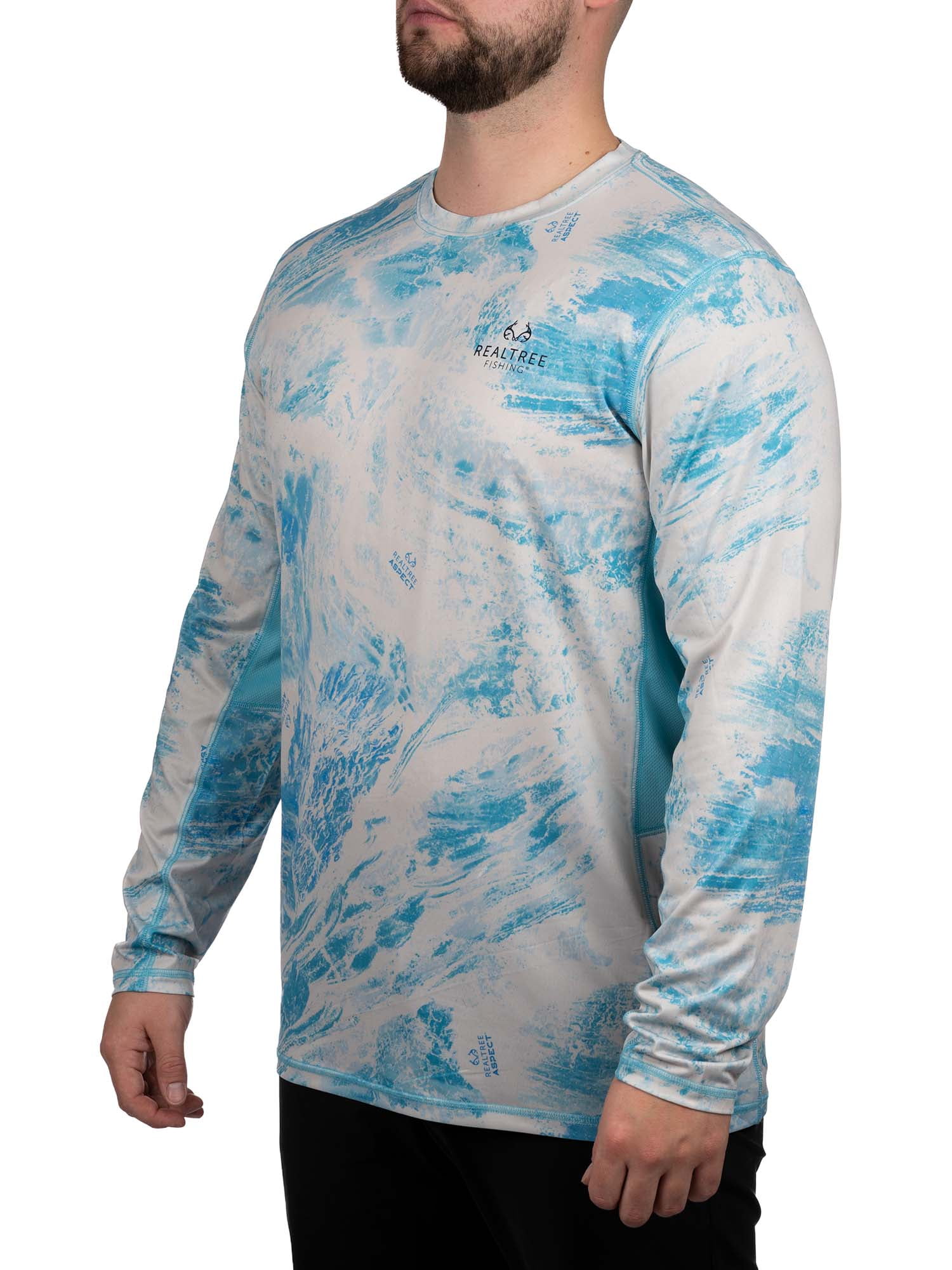 Realtree Aspect Mens Blue Riverdog Long Sleeve Performance Fishing Shirt XL Nwt