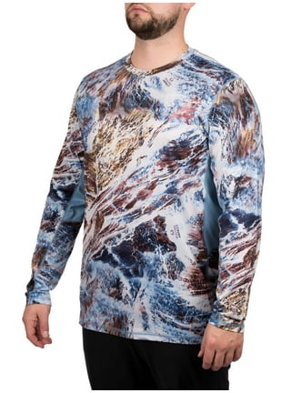 Reel Life Men's Sun Defender Lightweight Long Sleeve UV T-Shirt (Real  Waves, M) 