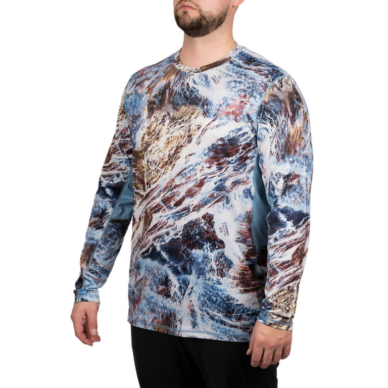 Men's Stretchable & Breathable Round Neck Long Sleeve Fishing T-Shirt With  Fish Print Gym Clothes Men Fishing Shirt